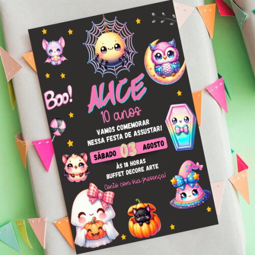 Convite Digital Kawaii Halloween