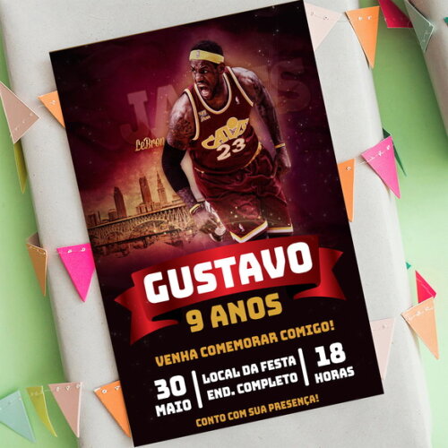 Convite Digital Lebron James Jogador Basquete