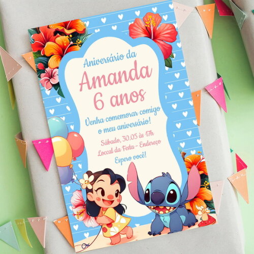 Convite Digital Lilo e Stitch