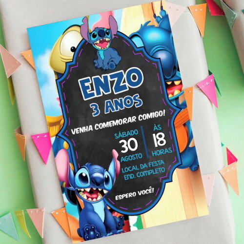 Convite Digital Lilo e Stitch