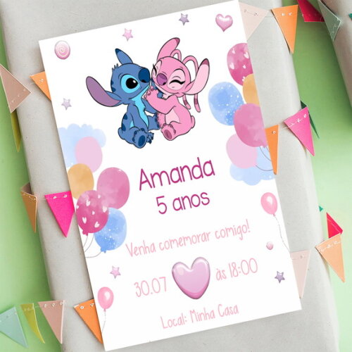 Convite Digital Lilo e Stitch
