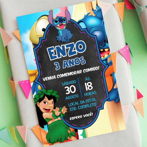 Convite Digital Lilo e Stitch