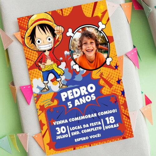 Convite Digital Luffy One Piece