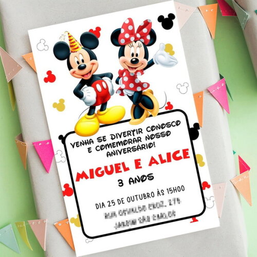 Convite Digital Mickey e Minnie Duplo