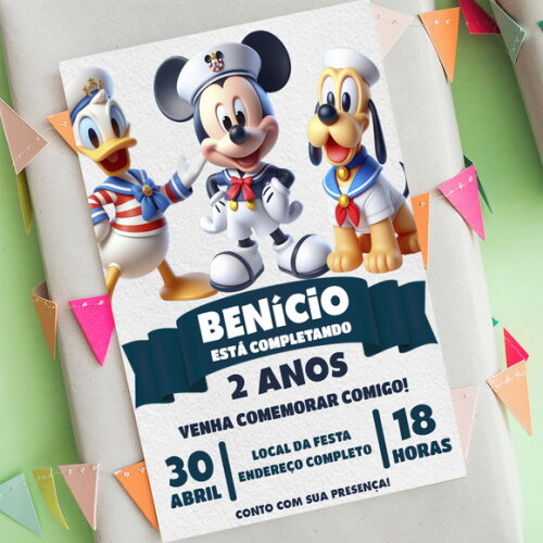 Convite Digital Mickey Marinheiro Capitão