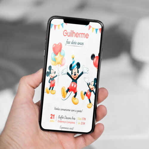 Convite Digital Mickey Mouse