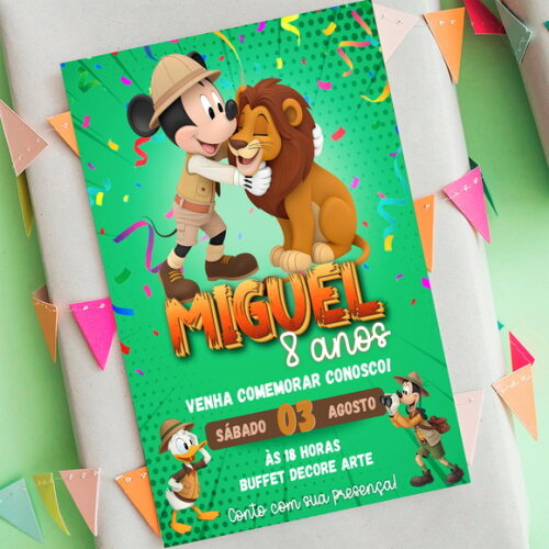 Convite Digital Mickey Safari