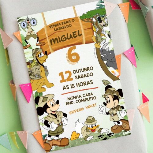 Convite Digital Mickey Safari