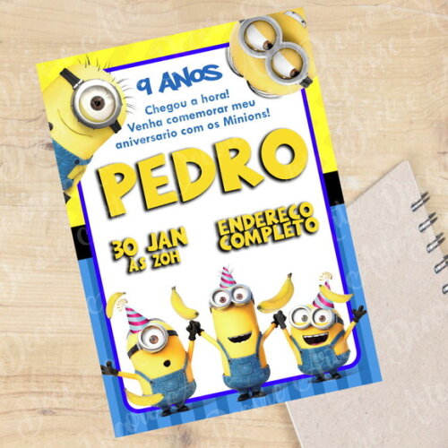 Convite Digital Minions Convite Virtual Minions