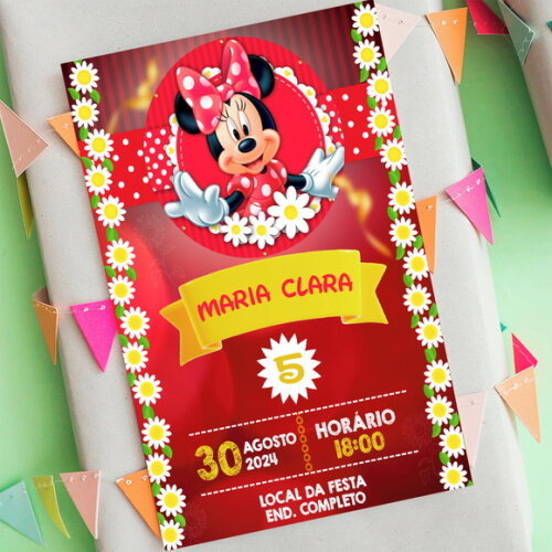 Convite Digital Minnie Vermelha