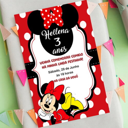 Convite Digital Minnie Vermelha