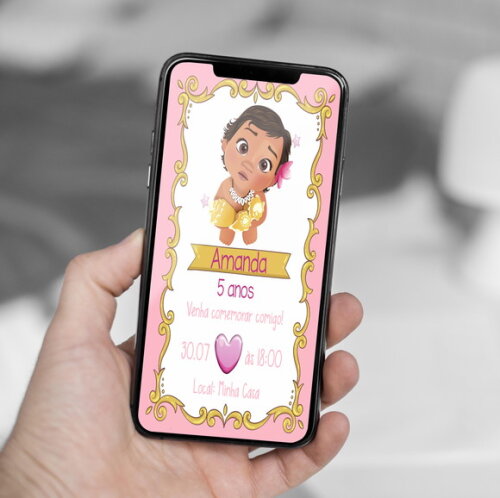 Convite Digital Moana Baby