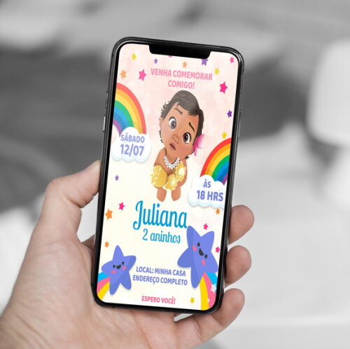 Convite Digital Moana Baby Festa Princesa Moana Disney