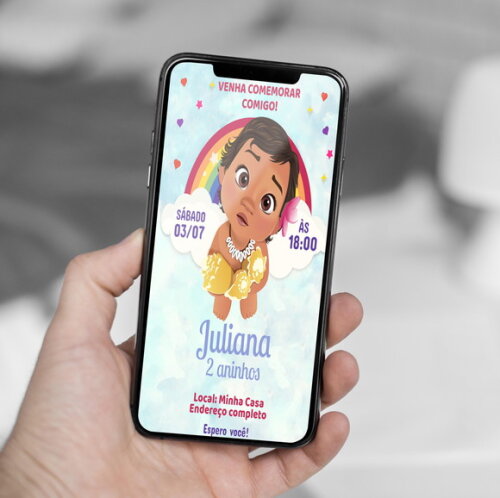 Convite Digital Moana Baby Festa Princesa Moana Disney