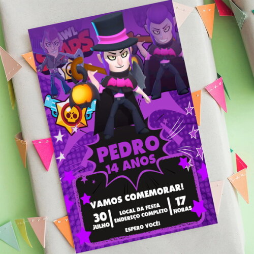 Convite Digital Mortis de Cartola Brawl Stars