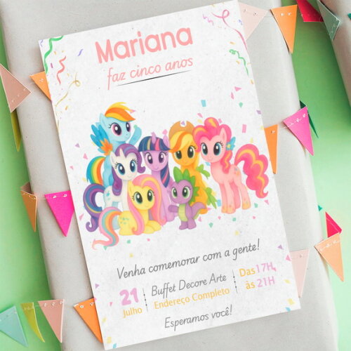 Convite Digital My Little Pony Aquarela