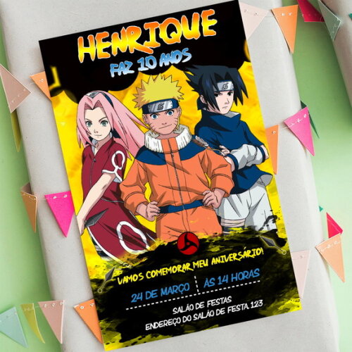 Convite Digital Naruto Equipe 7