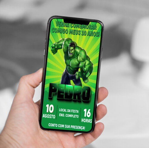 Convite Digital o Incrivel Hulk