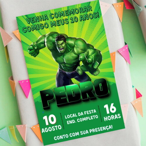 Convite Digital o Incrivel Hulk