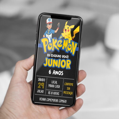 Convite Digital Pokemon Chalkboard
