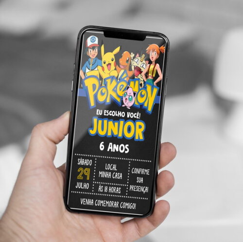 Convite Digital Pokemon Chalkboard