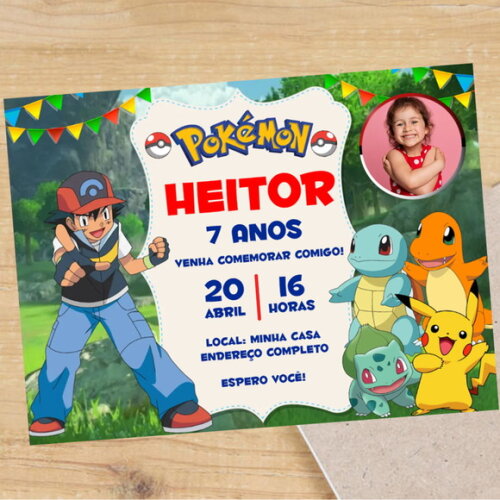 Convite Digital Pokemon com Foto
