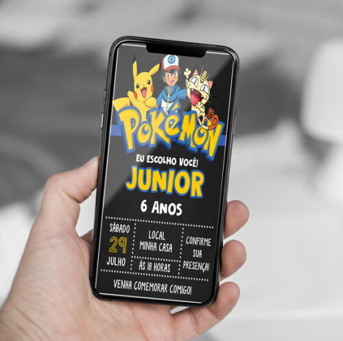 Convite Digital Pokemon Chalkboard
