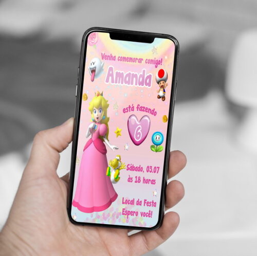 Convite Digital Princesa Peach