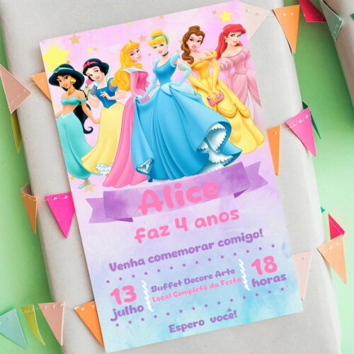 Convite Digital Princesas da Disney
