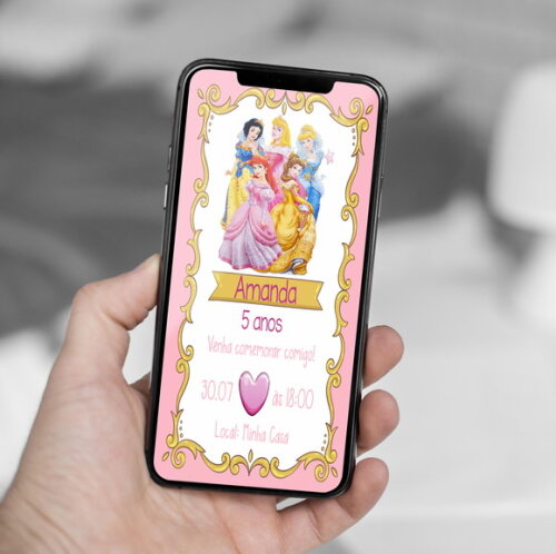Convite Digital Princesas da Disney
