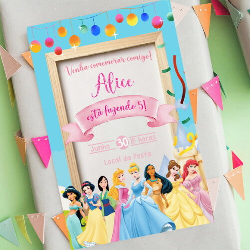 Convite Digital Princesas da Disney