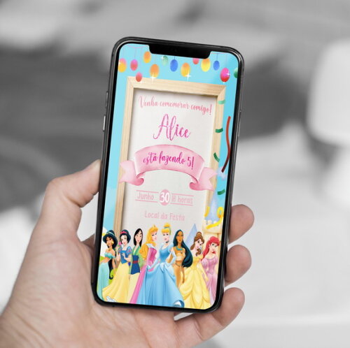 Convite Digital Princesas da Disney