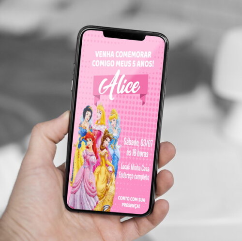 Convite Digital Princesas da Disney