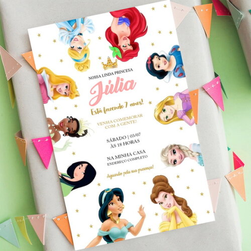 Convite Digital Princesas da Disney