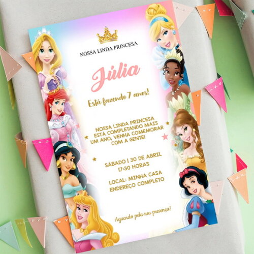 Convite Digital Princesas da Disney