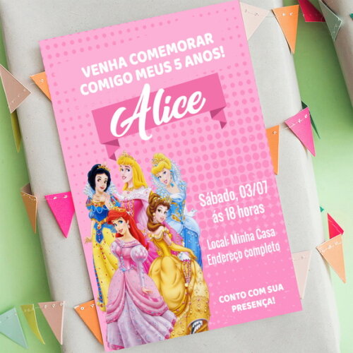 Convite Digital Princesas da Disney