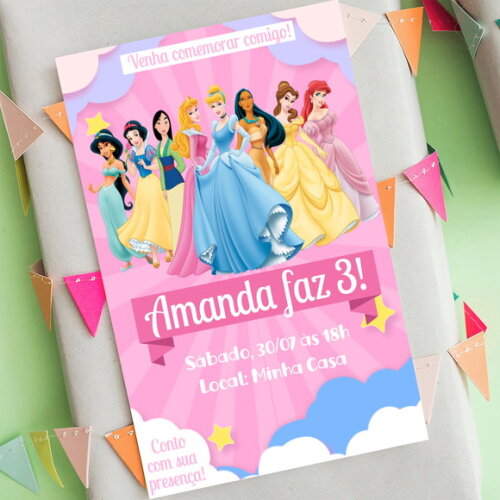 Convite Digital Princesas da Disney