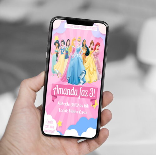 Convite Digital Princesas da Disney