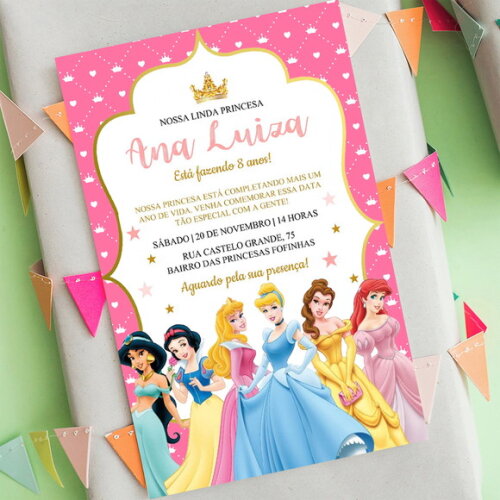 Convite Digital Princesas da Disney