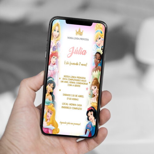 Convite Digital Princesas da Disney