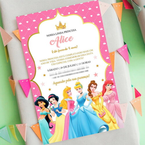 Convite Digital Princesas da Disney