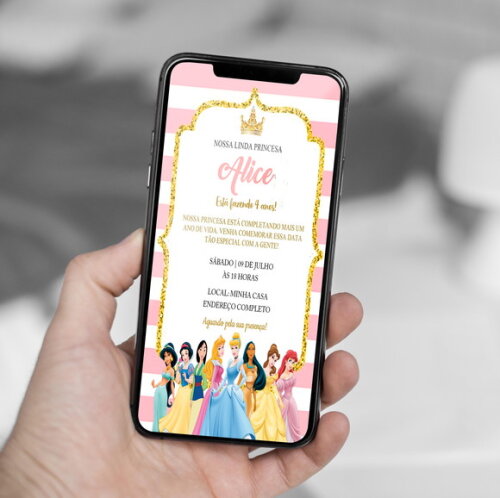 Convite Digital Princesas da Disney