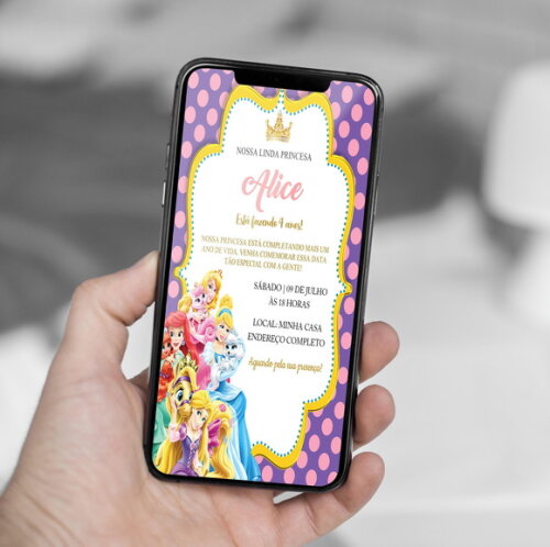 Convite Digital Princesas da Disney Pet