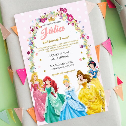 Convite Digital Princesas Disney