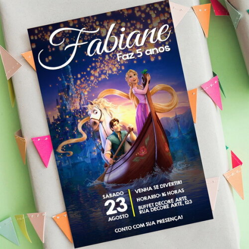 Convite Digital Rapunzel Princesa da Disney