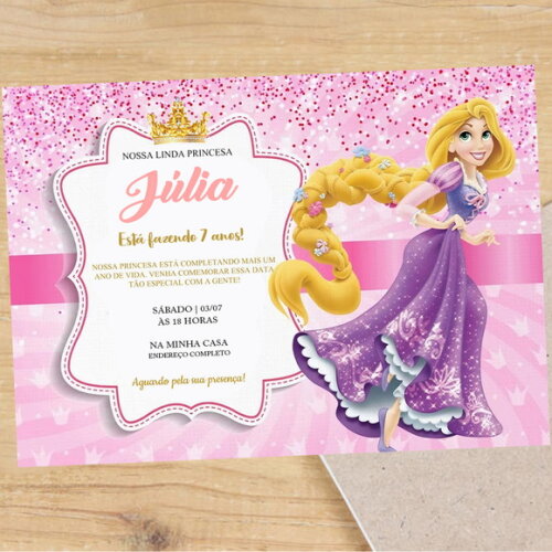 Convite Digital Rapunzel Enrolados Princesa da Disney
