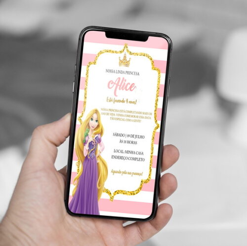 Convite Digital Rapunzel Princesa da Disney
