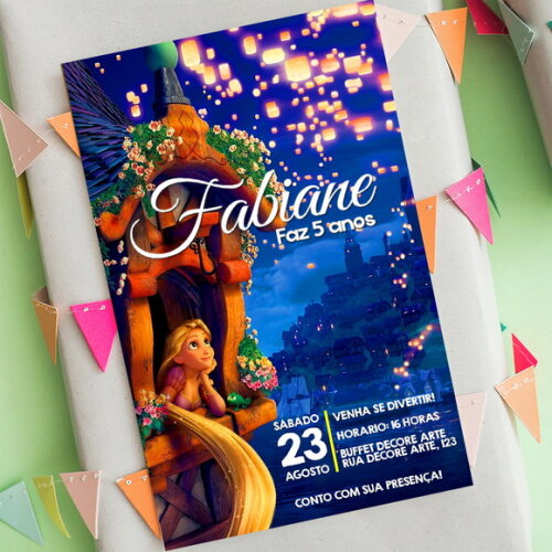Convite Digital Rapunzel Princesa da Disney
