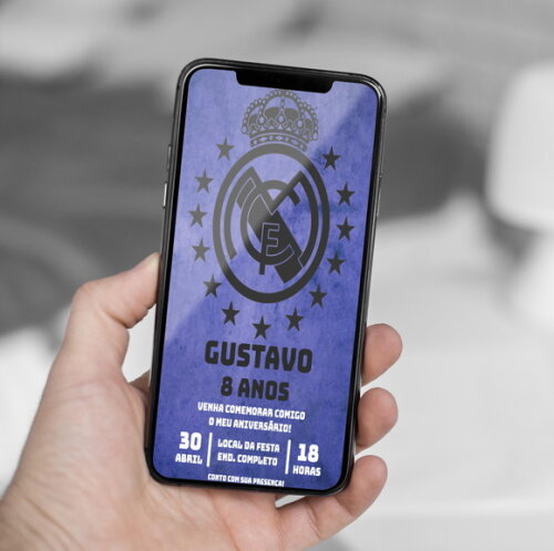 Convite Digital Real Madrid Time de Futebol