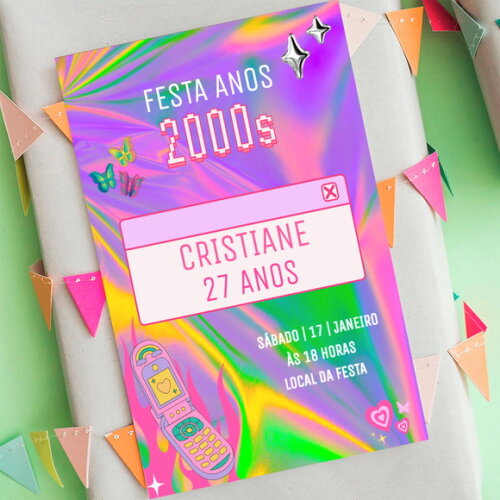 Convite Digital Retro Anos 2000